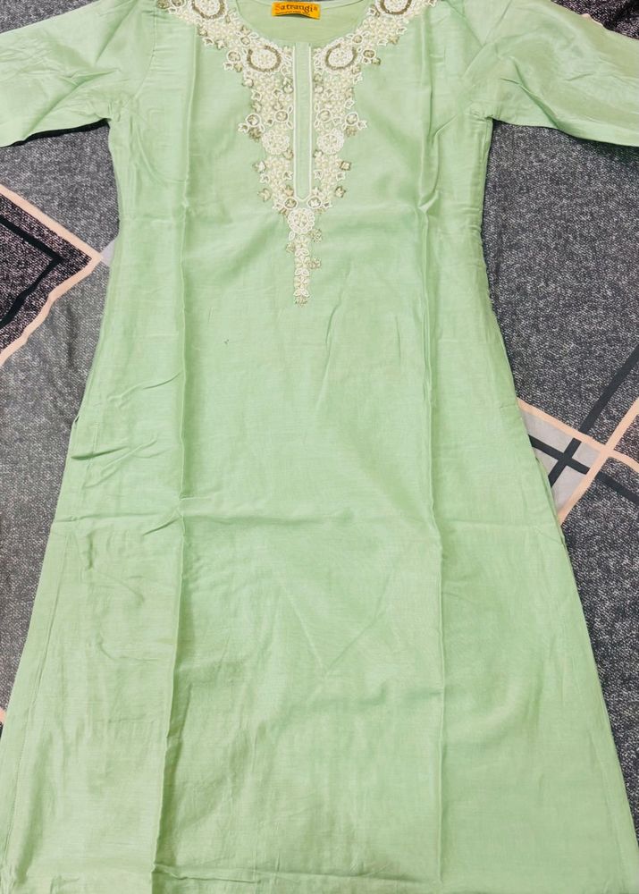Elegant Light Green Kurta With Dupatta