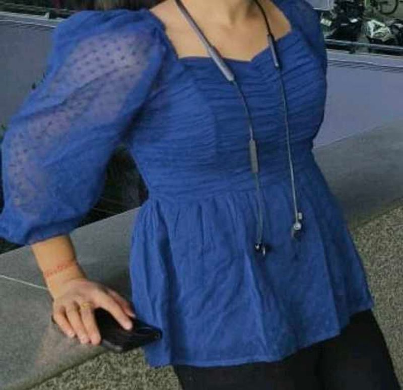 A Navyblue Peplum Top