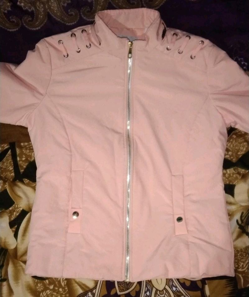 Beautiful Peach Colour Puff Jacket For Girls