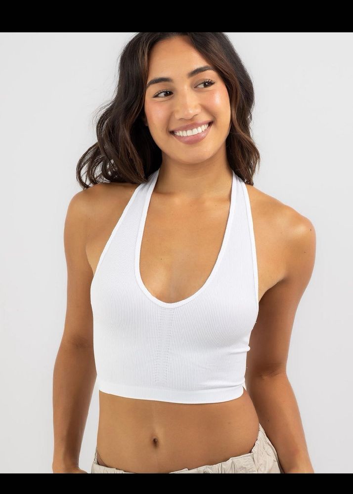 White Halter Crop Top