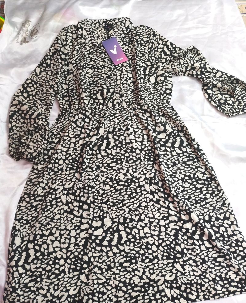 Black Zebra Printed Dress For Women