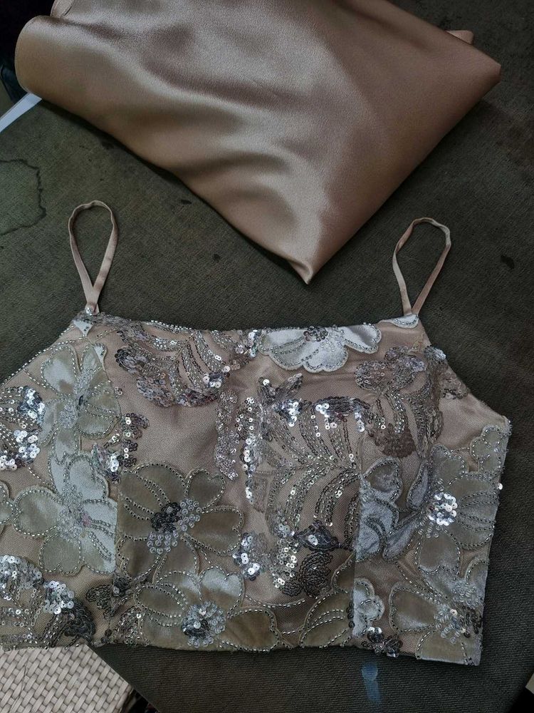 Golden Lehenga with Silver Embroidery