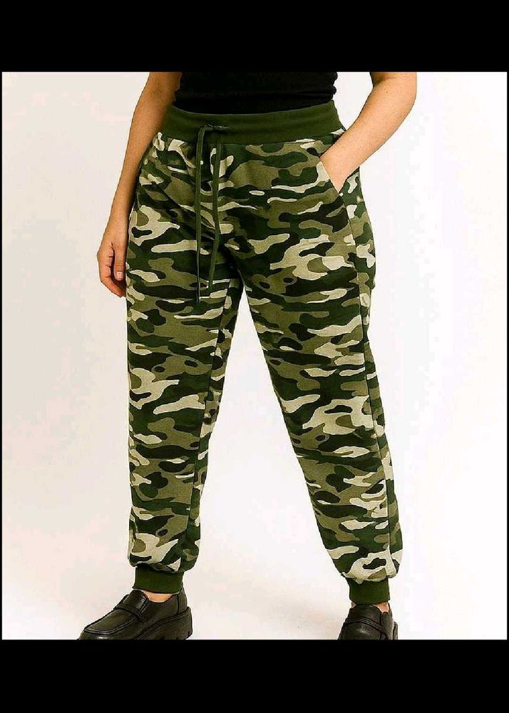 camo print stretchable joggers sweatpants