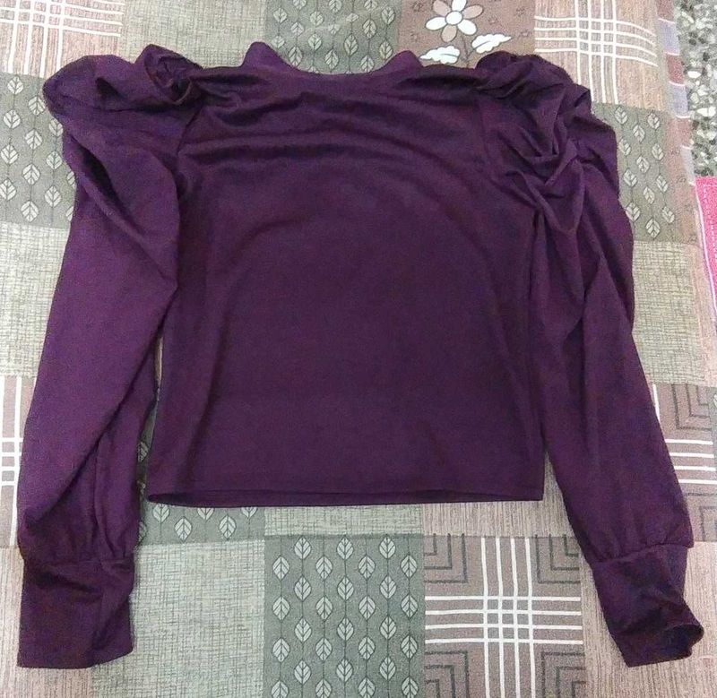 Peplum Sleeves Purple Top