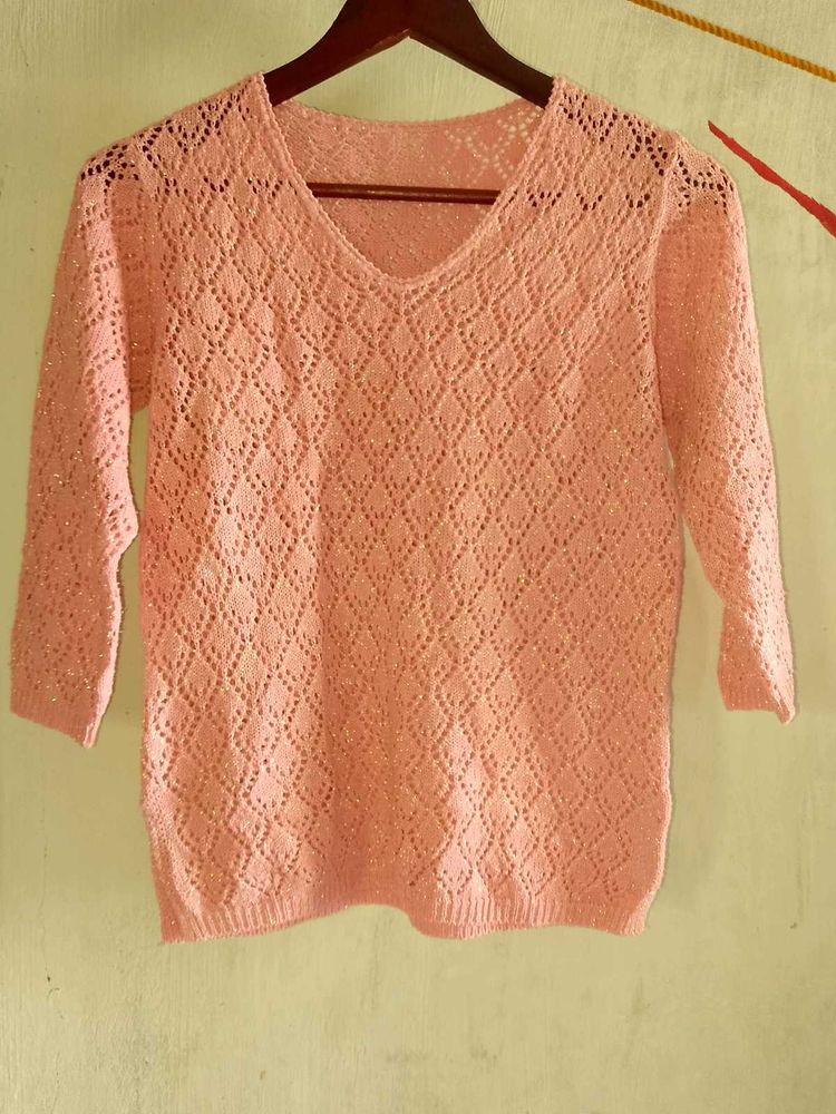 Pink Wollen Top For Women