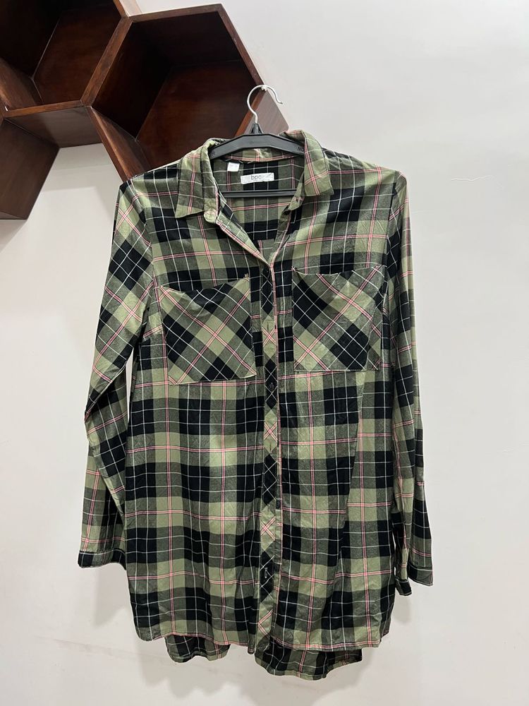 Olive &amp; Black Checked  Shirt