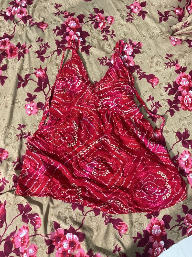 Red Printed short kurti