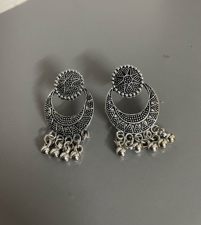 Oxidised Jhumka Earrings