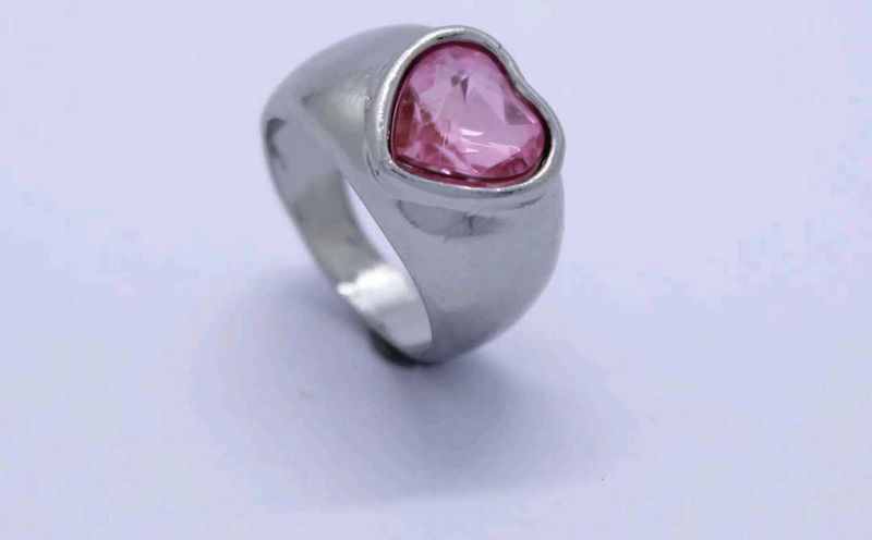 Pink Crystal Heart Ring