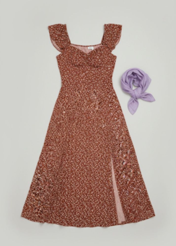 Floral Midi Dress with Slit