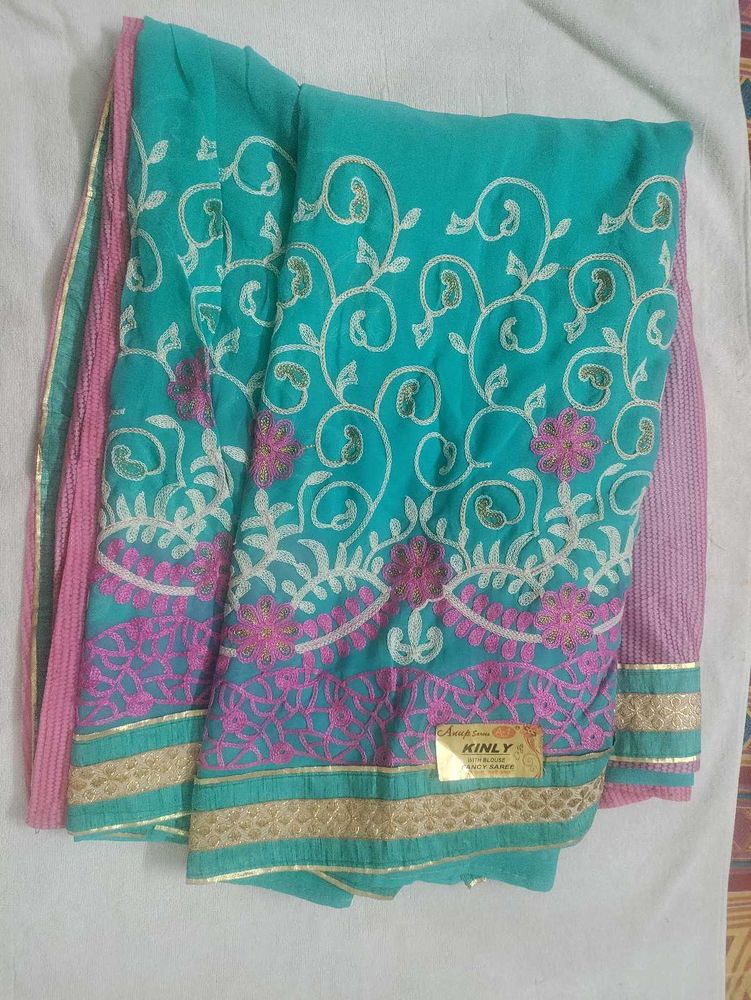 New Blue Pink Saree