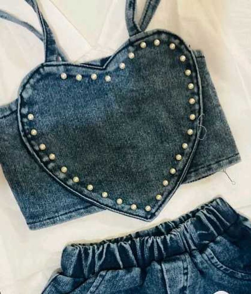 Denim Heart Pearl Outfit