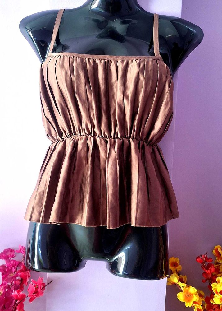 Brown Peplum Tank Top