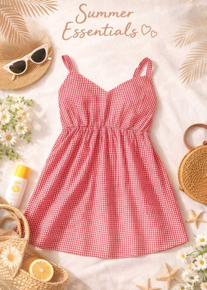 Red &amp; White Gingham Tank Top