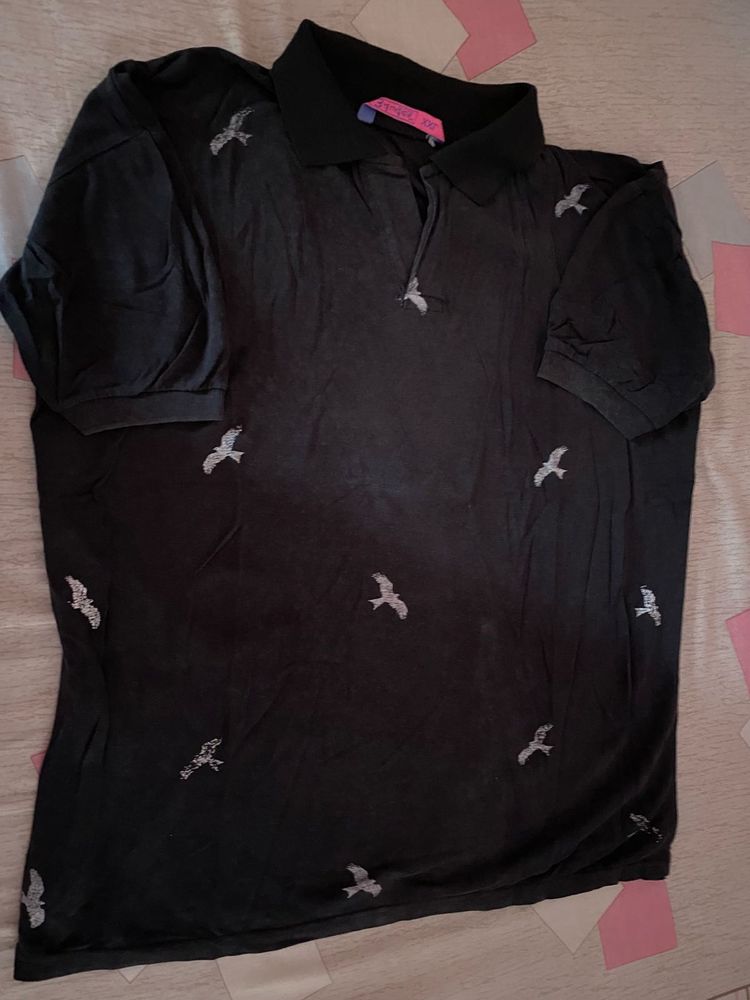 Bird Print Polo Shirt