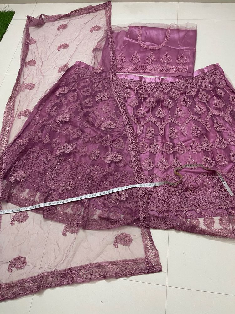 Mauve Embroidered Lehenga Choli Set