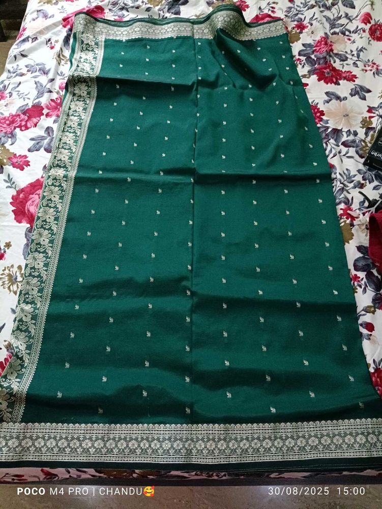 Pure Green Banarasi Silk Saree