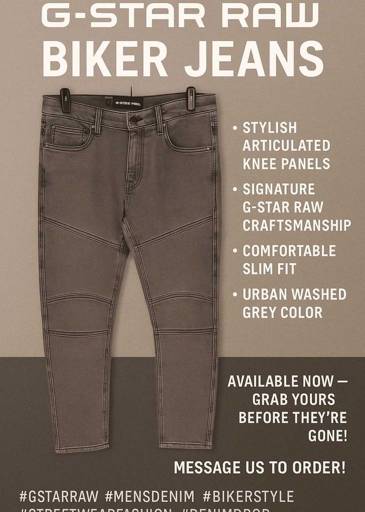 Gstar Biker Denim With Knee Patch