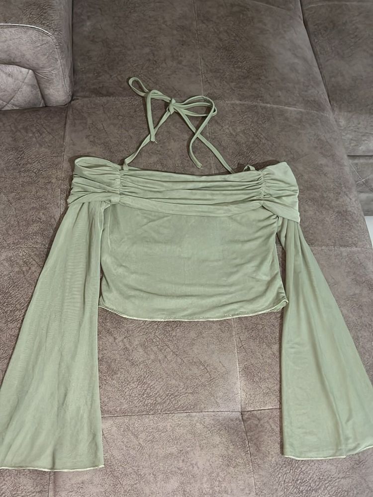 Sage Green Off-Shoulder Top