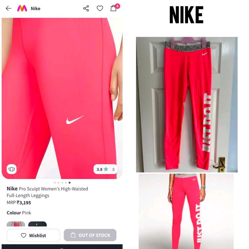 Nike drifit bright pink gym workout leggings