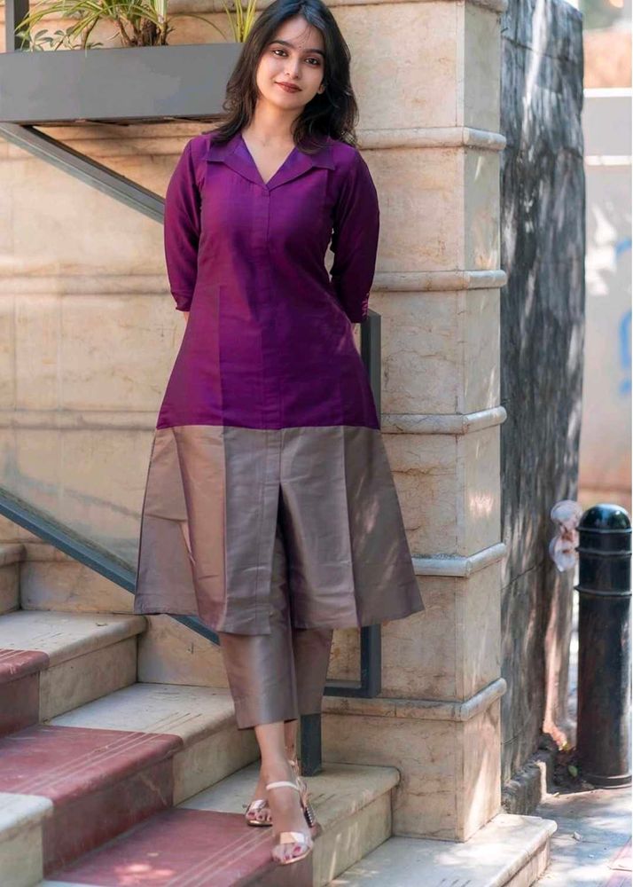 GoSriKi Viscose Silk Kurta Pant Set for Women