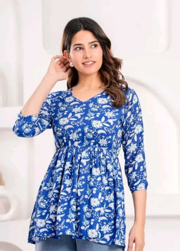 Blue Floral Print Top