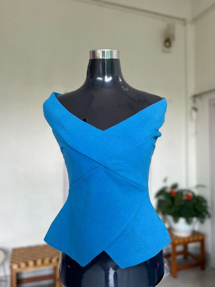 Off-The-Shoulder Blue Top