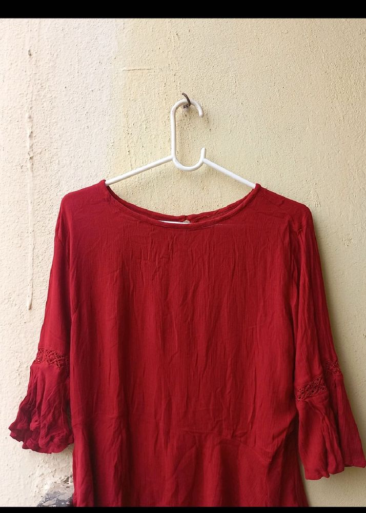 Red Bell Sleeve Top