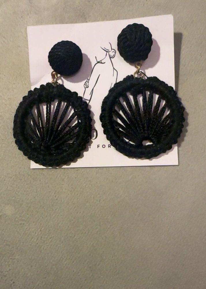 Black woven statement earrings