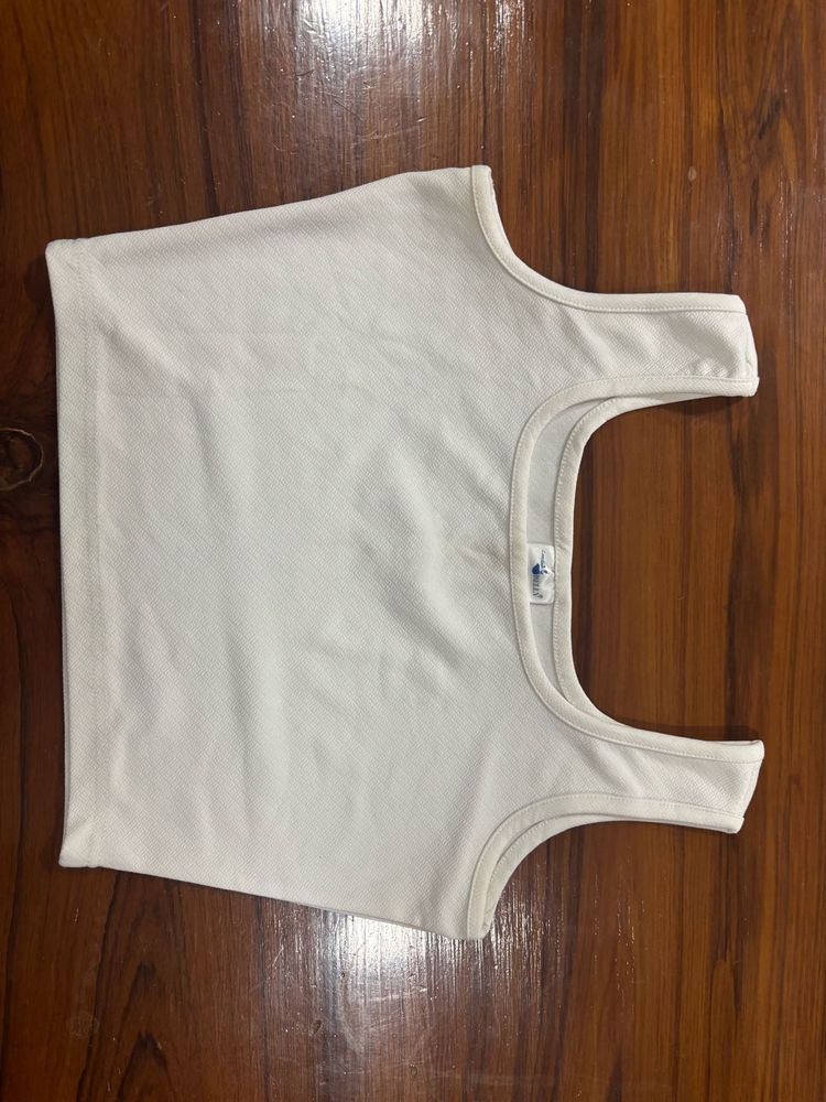 White Ribbed Tank Top