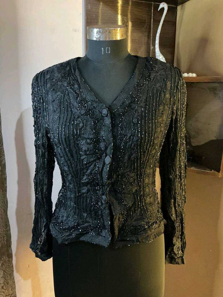 Elegant Black Embellished Blouse