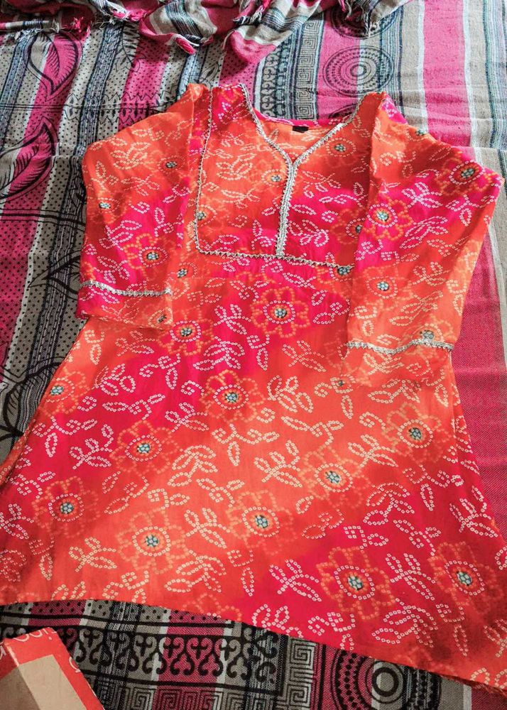 Orange Floral Kurta 🧡