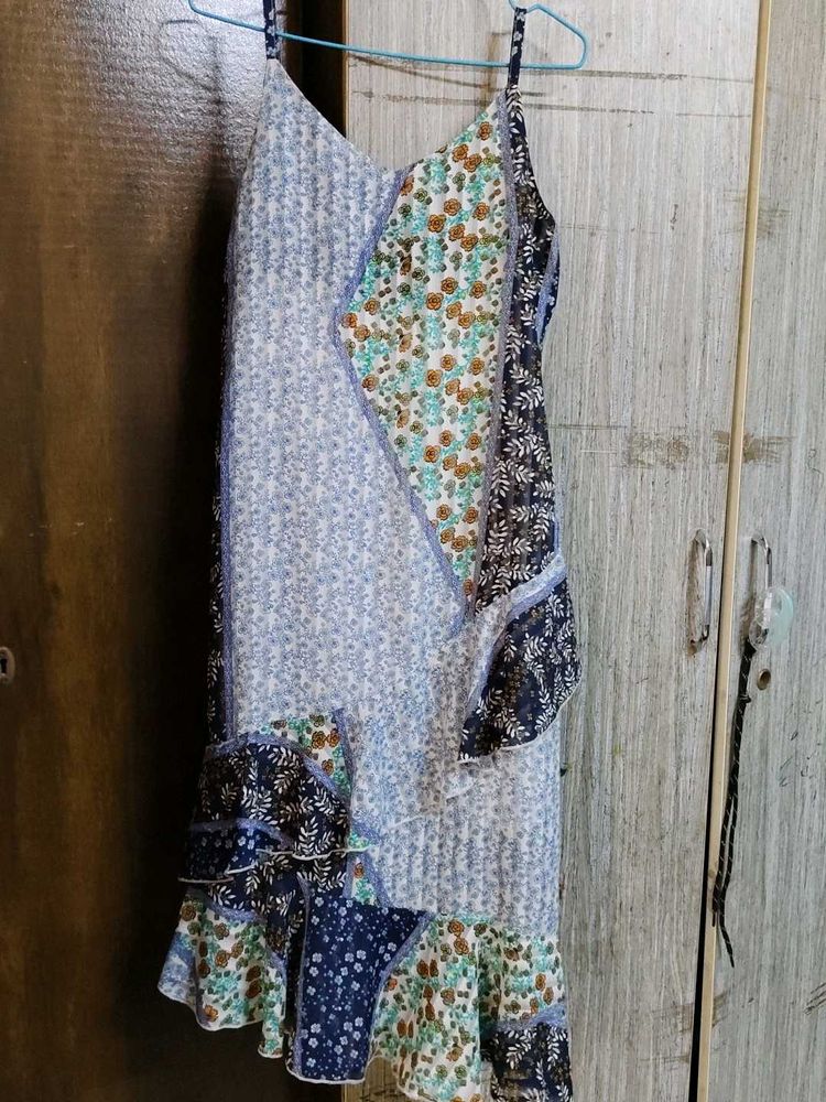 Floral Patchwork Ruffle Dress