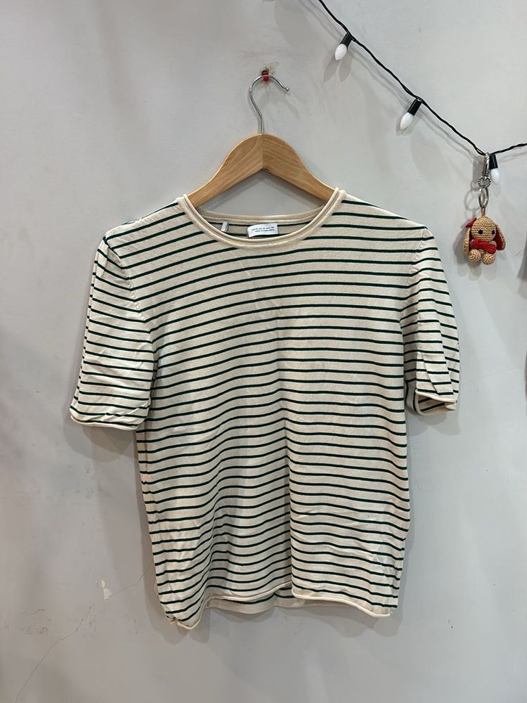 Combo: Zara Stripe Top ‼️ H&amp;M Red Tee