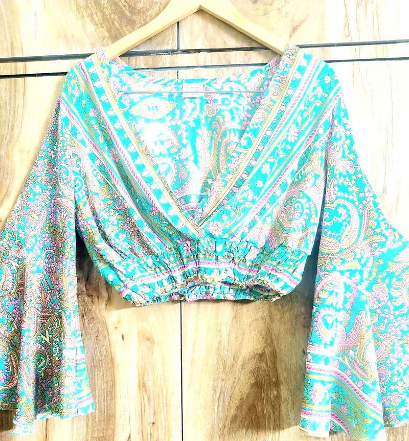 Art Silk Printed Crop Top Size-34-36