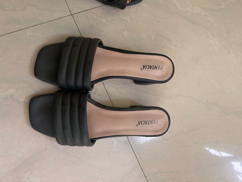 Black Pentacia Heeled Sandals