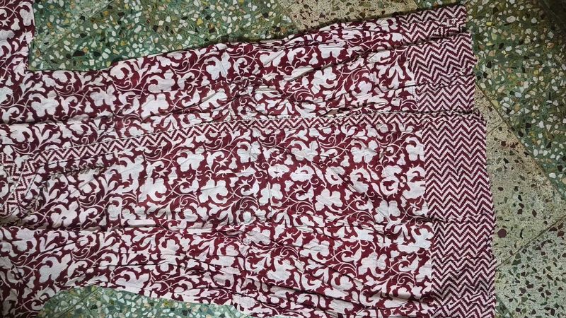 Maroon and White Print Fabric