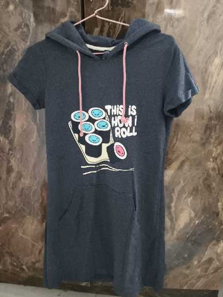 Cute Graphic Print Hoodie Dress.