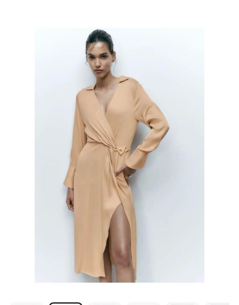 Zara Beige Satin Dress