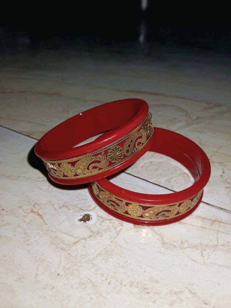 Red &amp; Gold Bangles (one pair)