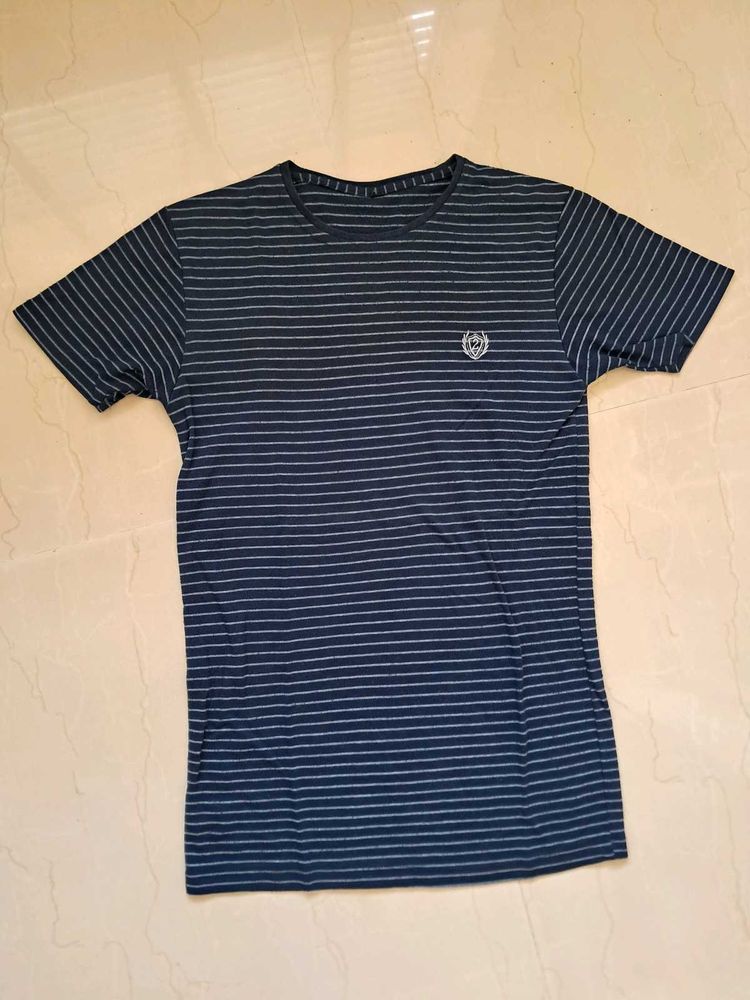 Mens Navy Blue Cotton Tshirt