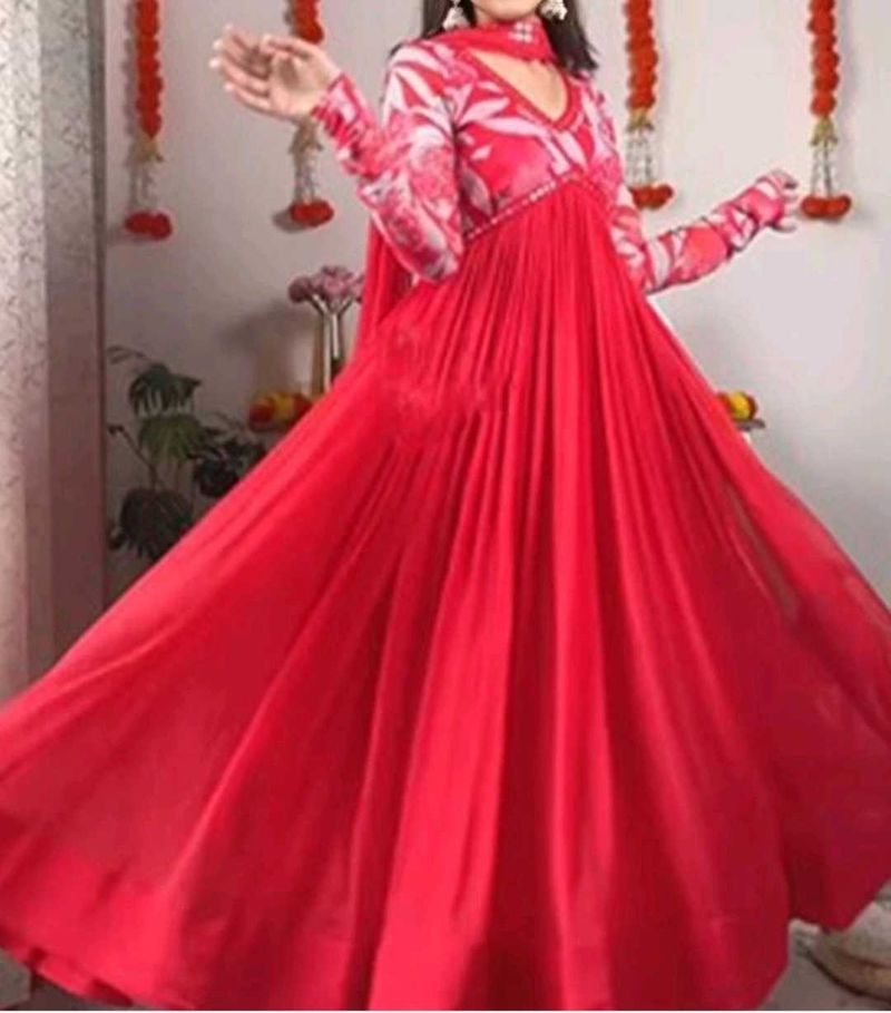 Red Colour Anarkali Kurti