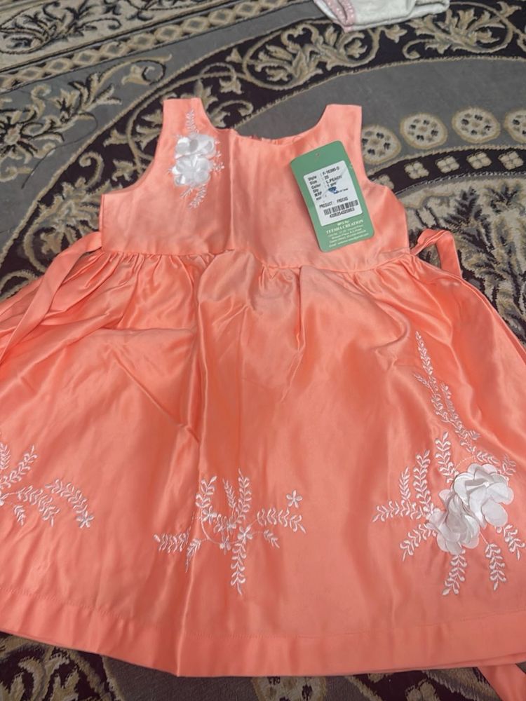 Cute Peach Dress with Floral Detail