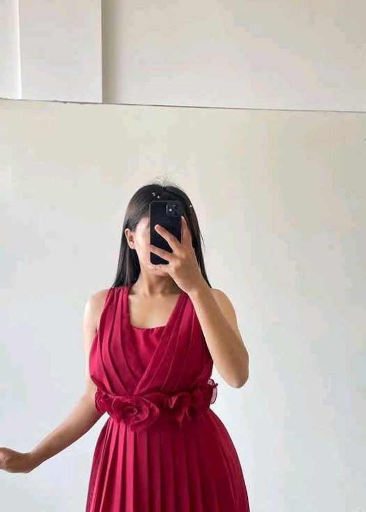 Maroon Ruffled Dress