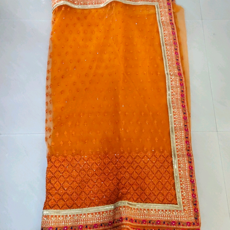 heavy work on orange saree *** price drop*