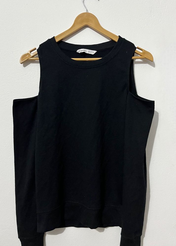 Black Cold Shoulder Top