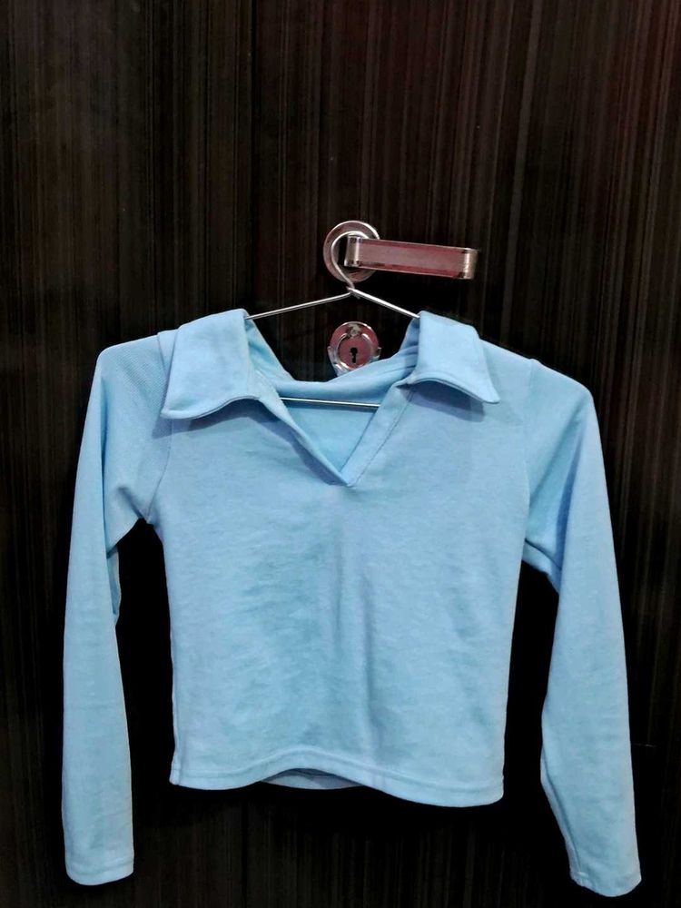 Cute Baby Blue Long Sleeve Top