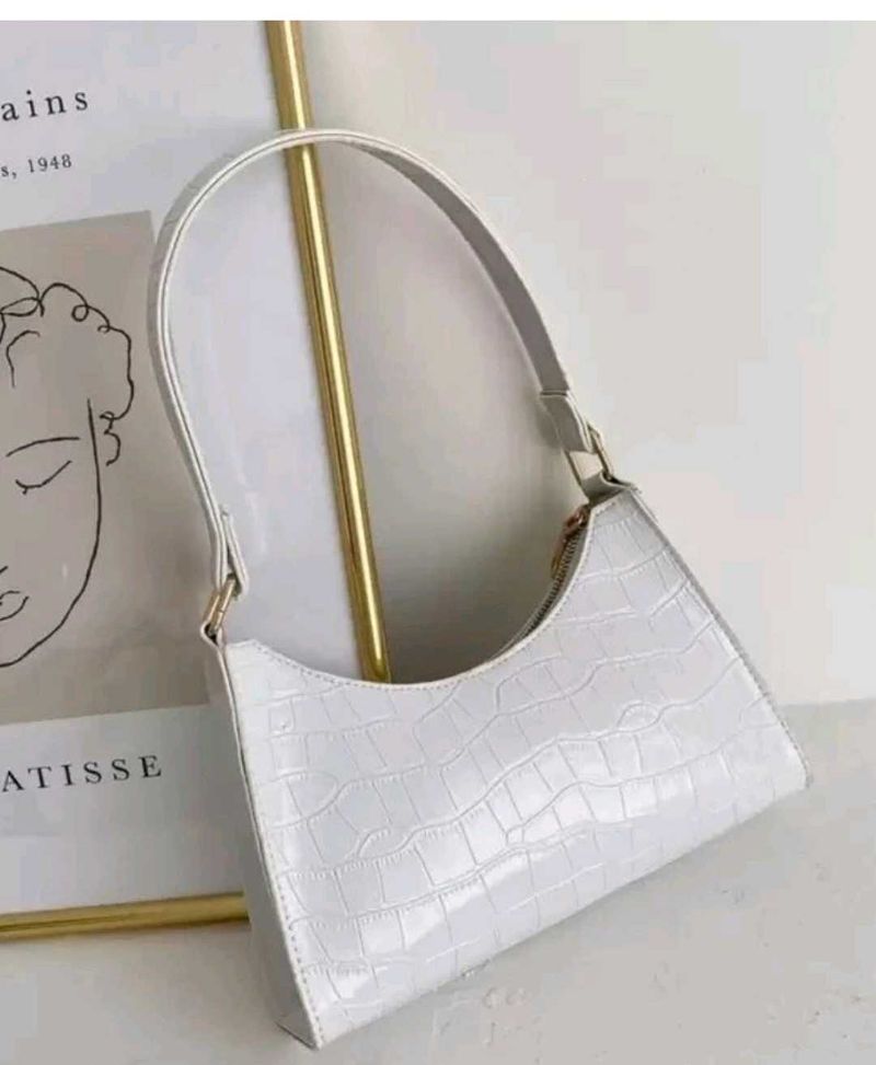 White Croc Shoulder Bag