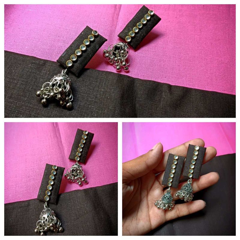 Silver Jhumka Earrings