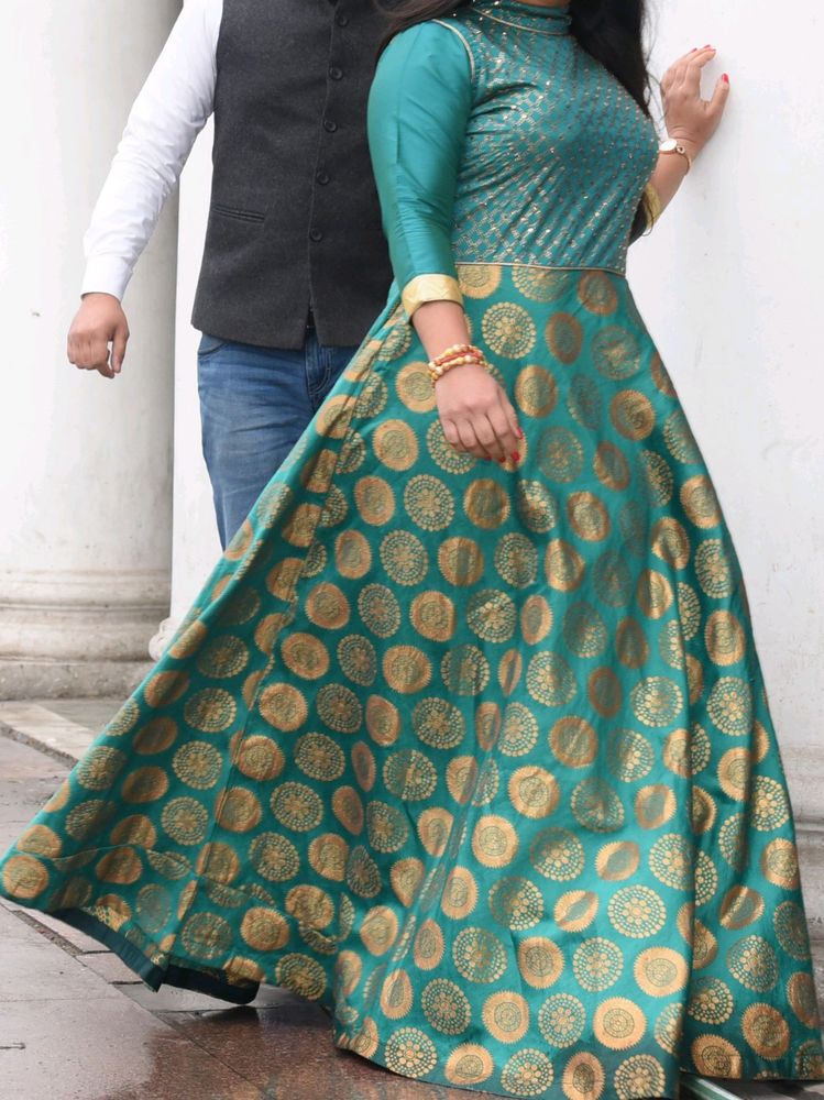 Emerald Green &amp; Gold Gown